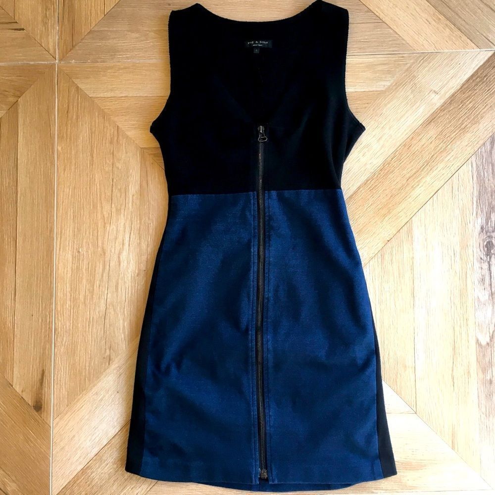 Rag & Bone sleeveless black & denim zipper dress 4